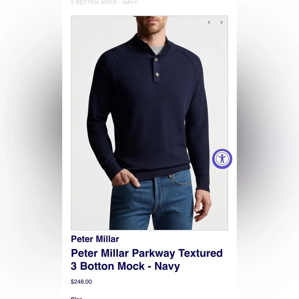 Peter Millar Parkway Textured 3 Botton Mock Pullover
